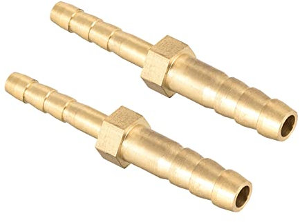 QUARKZMAN 6mm a 4mm Diámetro Recto Latón Espiga Manguera Montaje Reductor x 2uds Recto Conector Adaptador para Manguera Conexión, Conector de Lengüeta de Latón [Dorado Tono]