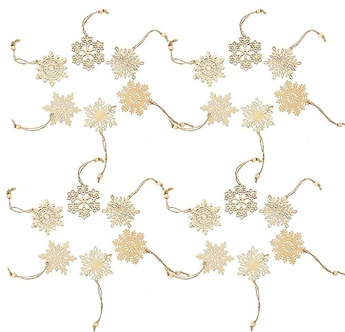 HOMSFOU 24st Weihnachtsbaum-Schneeflocken- Weihnachtsdeko Zum Aufhängen Schneeflockendekorationen Weihnachtsdekorationen Christbaumschmuck Zum Aufhängen Hölzern Weihnachtsutensilien