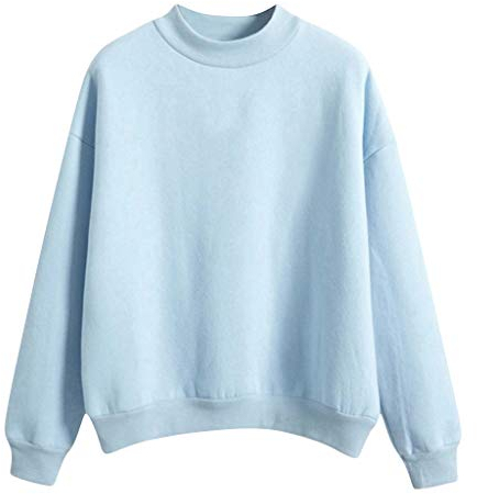 JokeLomple Samt Farben-Sweatshirts O-Ausschnitt lang Fester Ärmel Plus Rucksack Frauen Mäntel Pulli Mit Hemdkragen Damen Strickset Pullover