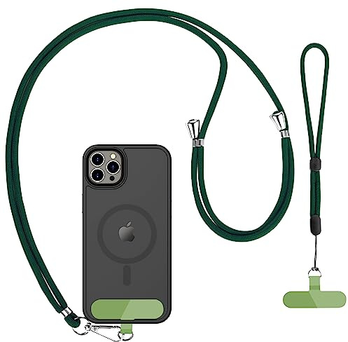 CACOE Lot de 2 cordons de téléphone portable - 1 sangle tour de cou réglable, 1 dragonne, 2 coussinets - bandoulière universelle, compatible avec la plupart des smartphones