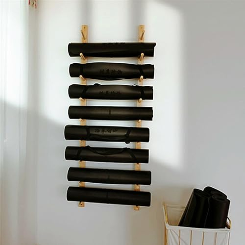 Yogamatten-Halterung, Wandhalterung, stilvolles Holzregal für Schaumstoffrolle und Fitness-Zubehör, spart Platz und organisiert Ihr Heim-Fitnessstudio