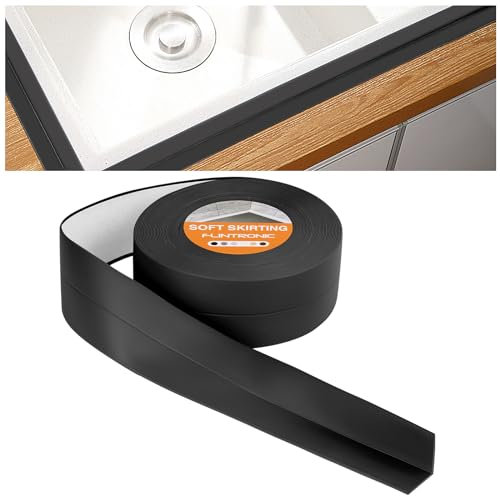 flintronic Sigillante Impermeabile, 10m / 60mm Battiscopa Morbido PVC Sigillante Autoadesivo Nastro, Impermeabile, Antiolio e Antimuffa Utilizzato per Piastrelle da Cucina/Bagno, etc