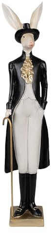 Clayre & Eef Figur Kaninchen 40 cm Beige Schwarz Polyresin Osterdekoration