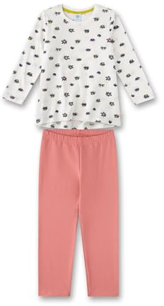 Sanetta Mädchen-Schlafanzug Beige | Hochwertiger und bequemer Schlafanzug aus Bio-Baumwolle für Mädchen. Langarm Schlafanzug mit Blümchen-Allover | Pyjamaset für Mädchen