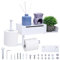 Belle Vous Double Toilet Roll Holder with Shelf & Wipe Box - Wall-Mounted/Self Adhesive Stainless Steel Toilet Paper Holder for Bathroom - Decoration Storage/Display Shelf