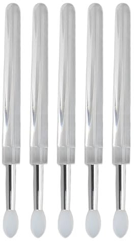 Lip Mask Applicator, 15 Pack Clear Handle Silicone Lip Applicator Easy Cleaning Portable Soft Eyebrow Balm