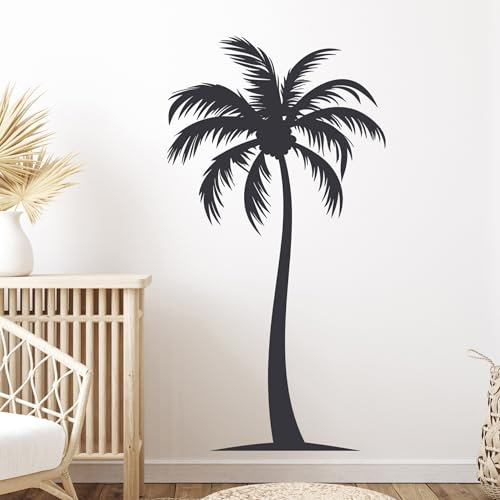 GRAZDesign Wandtattoo Palme Tropical Pflanze für Wohnzimmer Badezimmer Küche Flur - Wandaufkleber selbstklebend - 57x30cm / schwarz