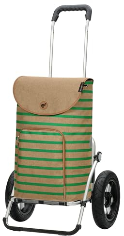 ANDERSEN Einkaufstrolley - Royal Shopper Eske grün 47 L Handwagen, modern, nachhaltig, Shopping, Aluminium, klappbar, luftbereiftes Kugellagerrad