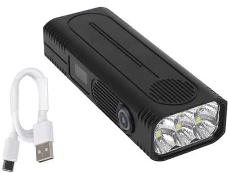 VIFERR Torche LED en Aluminium 10 000 Lm, Lampe de Poche Plate Rechargeable par USB, Protection IPX4 avec Clip de Poche pour Camping en Plein Air, Randonnée, Urgence