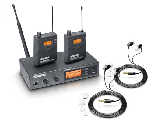 LD Systems MEI 1000 G2 B6 BUNDLE - Sistema de monitoraje intraauditivo inalámbrico con 2 petacas y 2 auriculares intraauditivos - 655-679 MHz