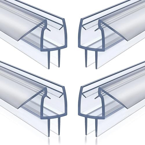 4-Pack Shower Door Bottom Seal 70cm/27.55 Frameless Glass Door Seal Strip Door Sweep with Drip Rail Stop Shower Leaks