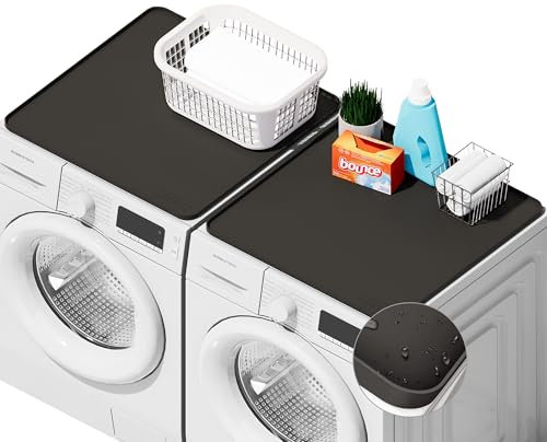 2pcs Washer and Dryer Covers for the Top, 26 x 26 Silicone Dryer Top Protector Mat Non-slip Waterproof Washing Machine Cover Protector Top Load for Laundry & Kitchen (Dark Gray)