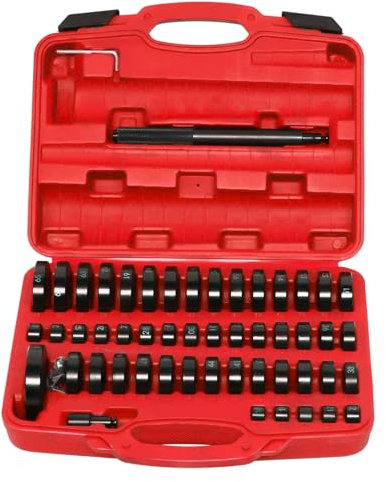 Loobiiny 51 TLG Radlager Montagescheiben Druckstück Montagescheiben Set Eintreiber Austreiber Lagerpresse Werkzeug Buchsen Schalen Gummis Abzieher Treibsatz Einpressen 18–65 mm