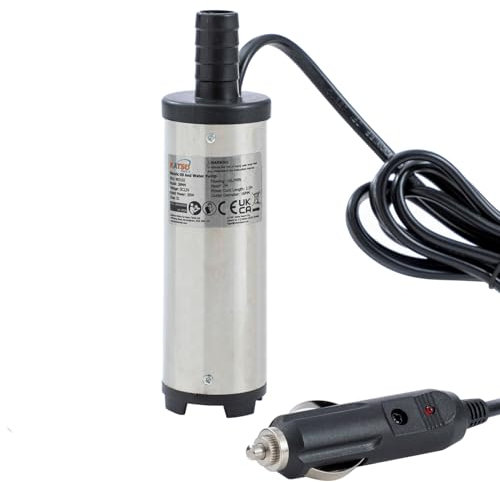 KATSU Tools 12V 38mm Stainless Steel Submersible Water Pump Diesel Fuel Transfer Pump with Cigarette Plug for Car Truck Speed Boat Caravan Oil Fluid Refuel 482102