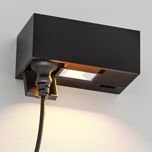 ledscom.de Prise murale WAST pour l'extérieur, IP44, double, anthracite, incl. LED Downlight, 430lm, blanc chaud