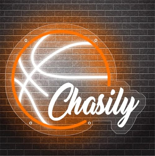 MYZQIFF Personalisierte Basketball LED Neon Nachtlicht Geschenk für Jungen, benutzerdefinierte Name Basketball Neon Zeichen für Wanddekoration, Männer Kinder Weihnachten Geburtstagsgeschenk
