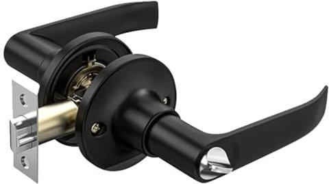 TKSDVTI Door Handle Lock Bedroom Door Lock with Keys Silent Internal Door Lock Internal Door Handles Lockable Door Handle for Bedroom Bathroom (Black 25mm-45mm)