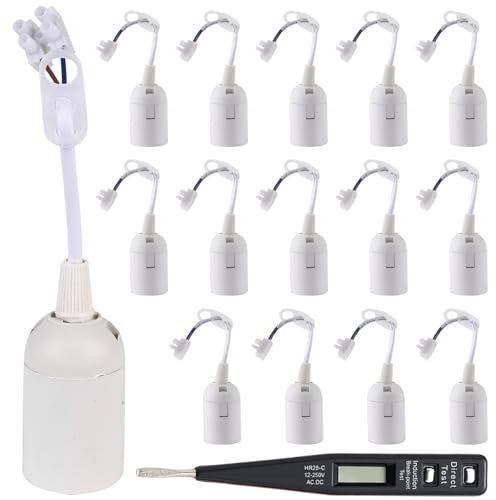 20 Stück E27 Ersatzfassung: Lampenfassung E27 Set, Fassung mit Kabel und Spannungsprüfer, Ersatzfassung Baulampenfassung für Pflanzenbeleuchtung Büroküchen Aquariumbeleuchtung