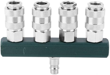 Raccord Rapide à 4 Voies en Laiton galvanisé, Coupleur de Tuyau D'air, Raccords Pneumatiques pour Divers Outils