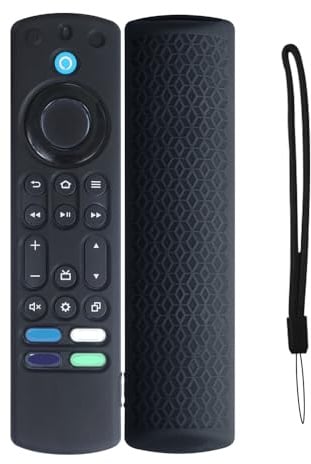 Silikon-Fernbedienungshülle für Fire TV 4K Stick max, Ersatz-Fernbedienungshülle mit Lanyard, Schutzhülle Skin Sleeve (Schwarz)