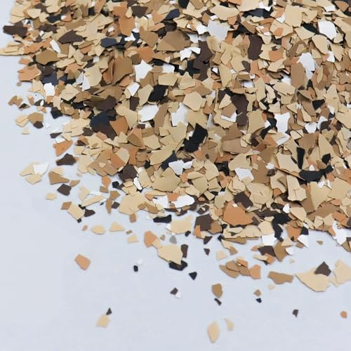 900G/2Lb Decorative Color Chips Blend Epoxy Floor Flakes Garage Paint Flakes Concrete Floor Coatings Kits for Garage Wall Interior and Exterior House Paint (Earth Yellow, Black, Brown, Mud Yellow