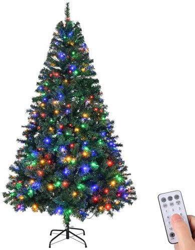LEADZM 180/210/240cm Künstlicher Weihnachtsbaum, Tannenbaum künstlich mit Metallständer, Christbaum, PVC, für Zuhause, Büro, Geschäfte und Hotels (180cm, Grün mit 350 LEDs)