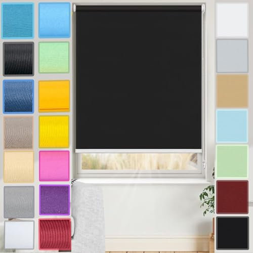 Blackout Roller Blind 115 x 240 cm Insulated UV Protection Child Safe Window Curtain Inside and Outside Mount Install Accessories Included