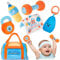 hahaland Rattle Gym Plush Set 0-12 Months Baby Toys - Sensory Toys with Dumbbell & Carry Bag, Sport-Themed Gifts for Baby Shower, Tummy Time Toys for Newborns to 1 Year Old Boys Girls