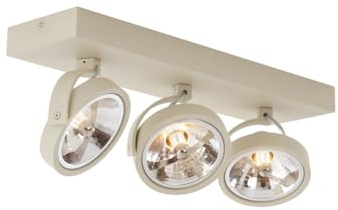 Qazqa - Moderne Deckenleuchte I Deckenlampe I Lampe I Leuchte Beige G9 rund drehbar 3-flammig Spotbalken-flammig - Go I Wohnzimmer I Schlafzimmer - Aluminium Rechteckig I Rund - LED geeignet G9