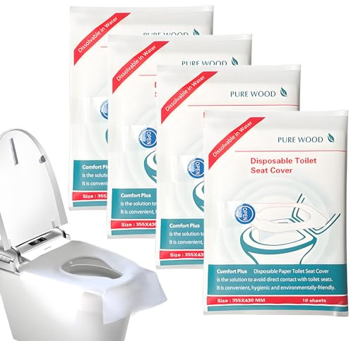 40stück Toilettenauflage,Einweg Toilettensitzbezug,Toilettenauflage Einweg,Spülbare Toilette Auflage,Toilettenschutz,Toilettensitz Papierauflage Spülbarer,Für Reisen,Offentliche Toiletten(425 * 360mm)