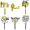 6 PCS Happy Father's Day Cake Topper - Acrylic Dad Cupcake Topper Picks, Father's Day Golden Glitter Cake Decoration for Dad Party Supplies