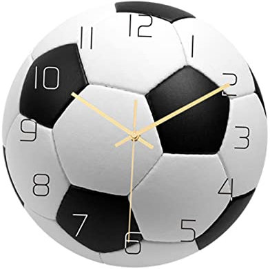 MAGICLULU Acryl Wanduhr Fußball Rund Mit Geräuschlosem Uhrwerk Lesbare Zahlen Für Büro Schlafzimmer Und Wohnraum