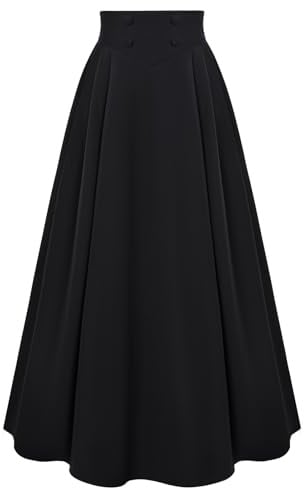 Long Skirts for Women Maxi High Waisted A Line Skirt Black L