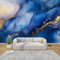 AevuCub Marble Wallpaper for Living Room - Modern Abstract Wall Murals for Bedrooms, Blue and Gold Wall Art, Non-Woven Photo Wallpaper 3D Effect, 350x256 cm