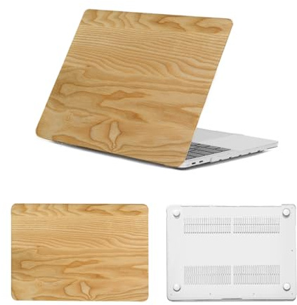 HLAAJJX Hülle für Neues MacBook Air 13 Zoll M4 M3 M2 2025 2024 2023 2022 A2681 A3113 A3240,Anti-Fingerabdruck Schutzhülle Snap-on Case für MacBook Air 13.6,Holzmaserung