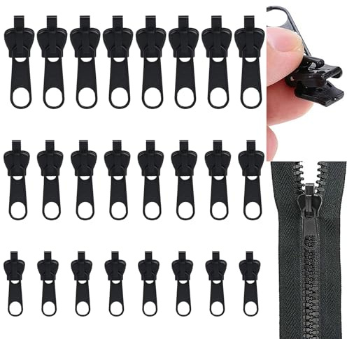 Noaxylic 24 Stück Reisverschluss-Reparaturset, ReißVerschluss Reparatur Set, Universal 3 Größen Fix-Reißverschluss Zipper, Abnehmbare Ersatz Zipper für ReißVerschluss, für Jacken, Taschen, Mantel
