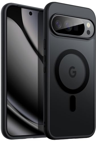 JETech Magnetische Hülle für Google Pixel 10/10 Pro, Obsidian | Kompatibel mit MagSafe, Kompatibel mit Pixelsnap-Ladegerät, Matte Transluzent Rückseite, Stoßschutz