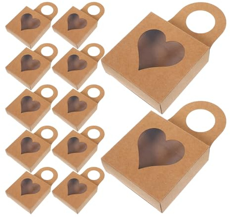 OFFSCH 30pcs Wine Bottle Packaging Boxes Wine Box Window Display Heart-shaped Natural Kraft Paper Texture for Celebration Present Wrapping Supplies