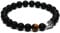 Lion & Son Totenkopf-Armband - Skull Schädel Herren-Perlenband Schwarz Biker Rocker Tigerauge Perlen, Länge:22 cm