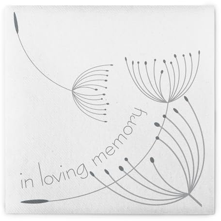 Sovie HORECA Serviette IN LOVING MEMORY aus Linclass® Airlaid, 40 x 40 cm (20 x 20 cm gefaltet), 50 Stück, stilvoll für Trauerfeier & Gedenktisch