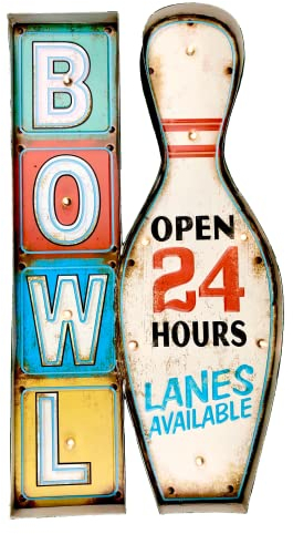 Leuchtschild Retro-Schild Wandschild im Vintage-Stil LED Schild Dekoschild Zubehör für Wohnkultur 50er Jahre Haus Dekoration Retro Leuchtkasten Metallhandwerk (Bowl)