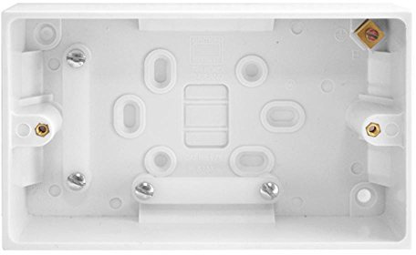 BG Nexus Moulded White Square Edge 2 Gang Surface Box 45mm Height