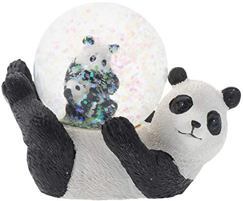 Elanze Designs Panda Bear Mommy and Cub Magical Whimsical Tabletop Dresser Nightstand Figurine Miniature 45MM Sturdy Polyresin Glitter Water Snow Globe Decoration