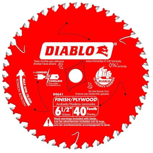 Freud Diablo D0641A Lame de scie à finition en contreplaqué 16,5 cm x 40 dents