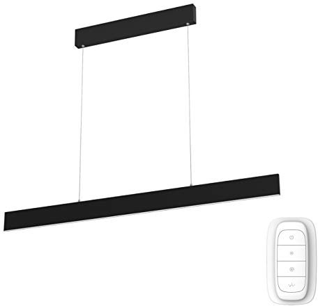 Immax Neo LISTON Lampe suspendue intelligente avec variateur d'intensité ZigBee 3.0 2000 K - 6500 K Compatible avec Echo Plus et Echo Show et Philips Hue Bridge (noir, 118 cm)