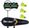 Senston Badmintonschläger Leichtgewicht Carbon-Fiber Badminton Set mit 3 Federbälle für Einsteiger, Freizeitunterhaltung, Familienfeiern