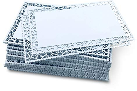 Ebamaz 50 Stücke Dick Sublimation Wärme Druck Metall Business Visitenkarten 86X54X0,45 mm Aluminium Legierung Blanko für Farbdruck/UV-Druck/Lasergravur (Perlweiß Spitze Hohler Rand)