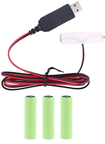 Gwxevce LR6 AA eliminatore Batteria Cavo di Alimentazione USB Sostituisci Nero 1-4 Pezzi di Batteria AA da 1,5 V