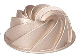 Staab's Patisserie Design-Mini-Gugelhupfformen Ø 10 cm/Bundformen in verschiedenen Ausführungen/in edlem Champagner-Ton metallic/hochwertigster Alu-Guss (design 3)