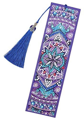 MWOOT 5D Mandala Diamond Art Painting Set, DIY Lesezeichen, Malen Nach Zahlen Speziell Geformtes Diamant Malerei Lesezeichen Leder Quaste Lesezeichen Stickerei Malerei Kit für Kunsthandwerk Lesen